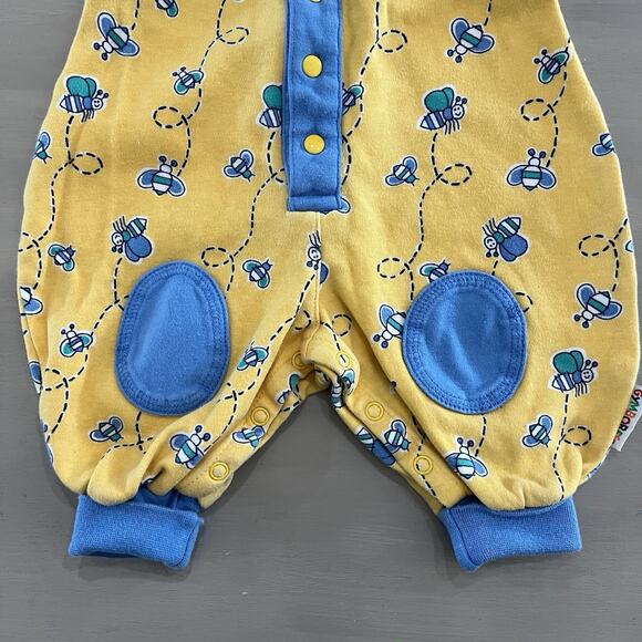Vtg 90s Gymboree Rainbow Overall One Piece Baby Yellow Blue Bumblebee Layette NB - Picture 3 of 9